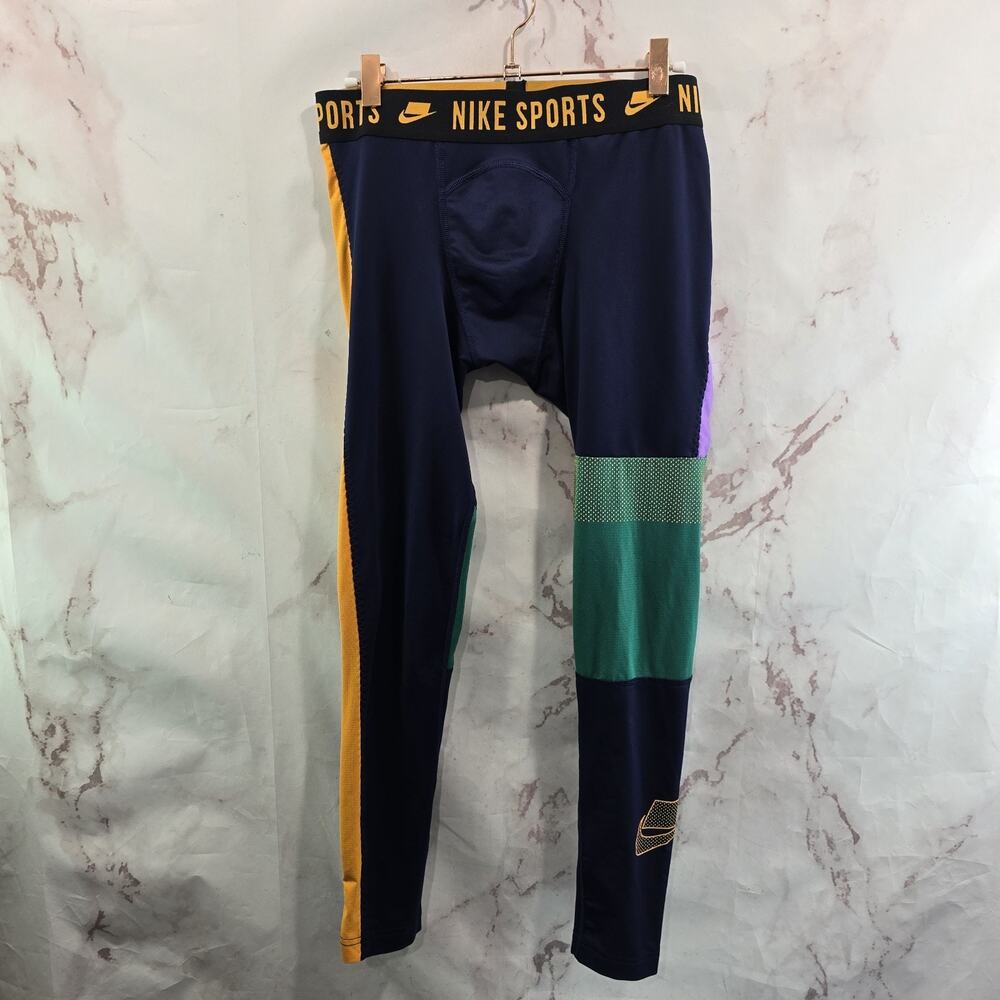 Nike Leggings Mens Medium Blue Green Colorblock Running Pro PX CD6138